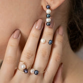 Inel 2 Perle din aur roz 14K